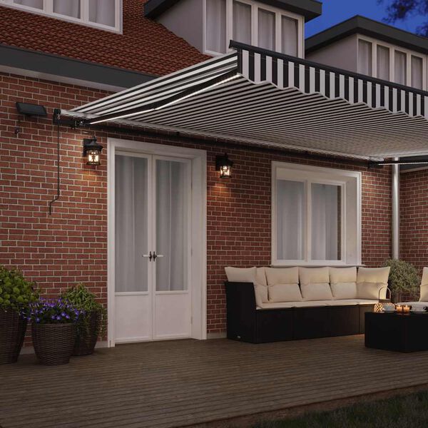 vidaXL Toldo retr&aacute;til manual com luzes LEDs 500x300cm antracite/branco