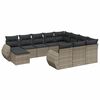 vidaXL 11 pcs conjunto sof&aacute;s de jardim c/ almofad&otilde;es vime PE cinzento