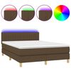 vidaXL Cama box spring c/ colch&atilde;o/LED 140x200cm tecido castanho-escuro