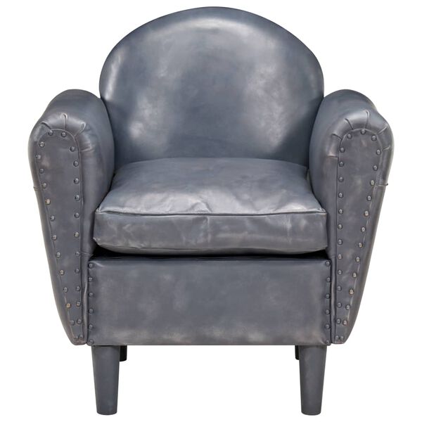 vidaXL Poltrona 77x65x79 cm couro genu&iacute;no cinzento