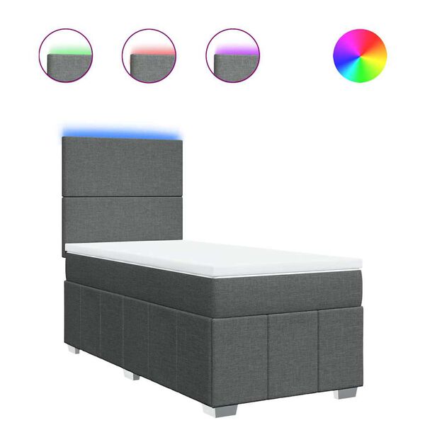 vidaXL Cama com molas/colch&atilde;o 80x200 cm tecido cinzento-escuro