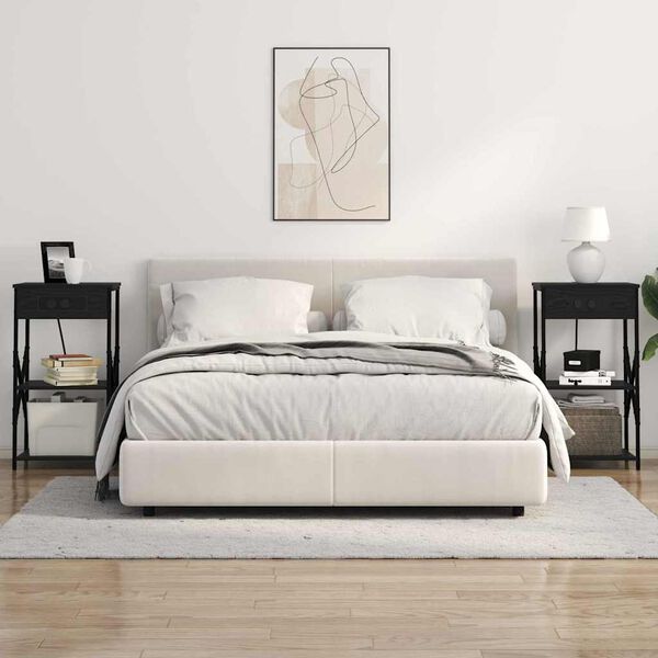 vidaXL Arm&aacute;rio de Cabeceira Carvalho Preto 41 x 31 x 76 cm