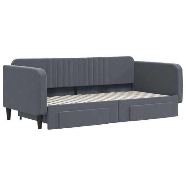 vidaXL Sof&aacute;-cama c/ gavet&atilde;o e gavetas 90x190 cm veludo cinzento-escuro