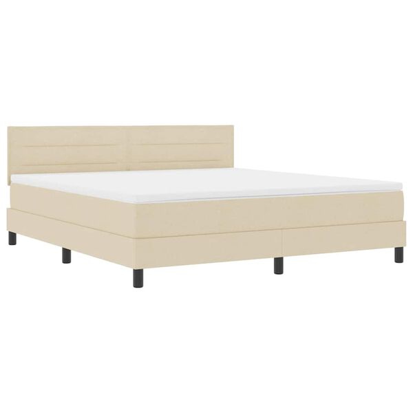vidaXL Cama Box com colch&atilde;o com cabeceira Creme 180 x 200 cm tecido