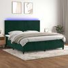 vidaXL Cama box spring c/ colch&atilde;o/LED 200x200 cm veludo verde-escuro