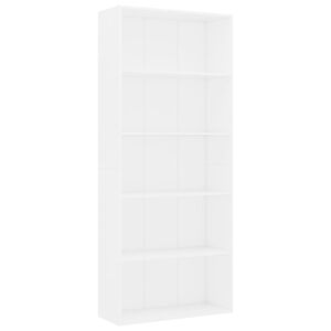 vidaXL Estante com 5 prateleiras derivados de madeira branco
