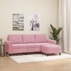 vidaXL Sof&aacute; de 3 lugares com apoio de p&eacute;s 180 cm veludo rosa