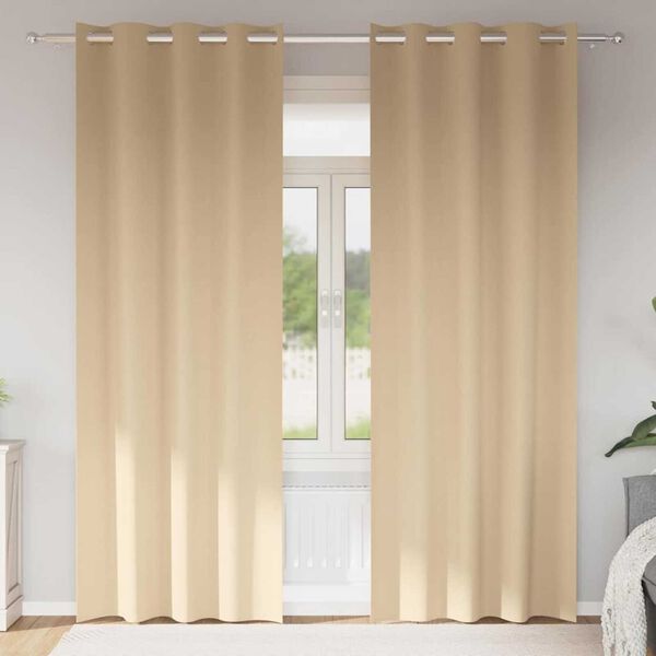 vidaXL Cortinas Blackout com Argolas 2 pcs Creme 245 x 140 cm