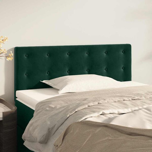 vidaXL Cabeceira de cama veludo 80x5x78/88 cm verde-escuro
