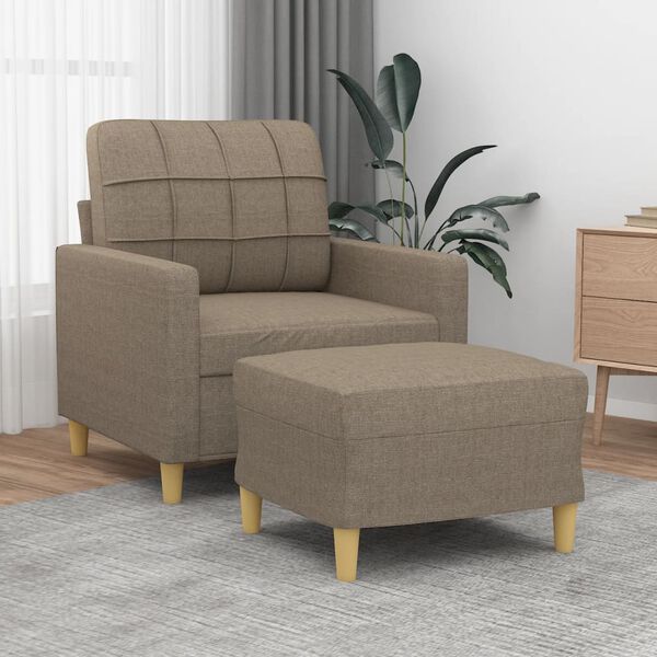 vidaXL Poltrona com apoio de p&eacute;s 60 cm tecido cinza-acastanhado