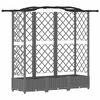 vidaXL Cama Elevada com Treli&ccedil;a e Telhado Cinzento-claro PP