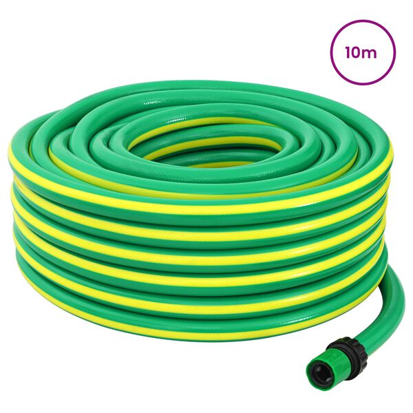 vidaXL Mangueira de Jardim 5 Camadas Verde e Amarelo 1 / 2'' 10 m PVC