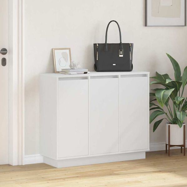 vidaXL Aparador LED Branco 90 x 32 x 75 cm Madeira processada