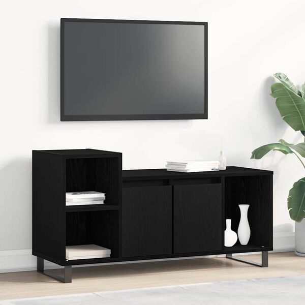 vidaXL Conjunto de m&oacute;vel de TV Carvalho Preto 100 x 35 x 55 cm