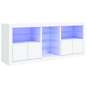 vidaXL Aparador com luzes LED 181,5x37x67 cm branco