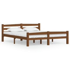 vidaXL Estrutura de cama 160x200 cm pinho maci&ccedil;o castanho mel