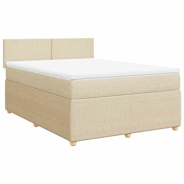 vidaXL Cama com molas/colch&atilde;o 140x190 cm tecido cor creme