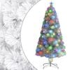 vidaXL &Aacute;rvore Natal artificial pr&eacute;-iluminada 120 cm fibra &oacute;tica branco