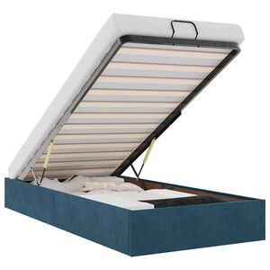 vidaXL Otomano Bed Frame No Colch&atilde;o Azul Escuro 100x200 cm Veludo