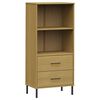 vidaXL Estante c/ 2 gavetas 60x35x128,5cm madeira maci&ccedil;a OSLO castanho