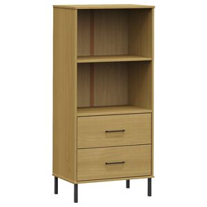 vidaXL Estante c/ 2 gavetas 60x35x128,5cm madeira maci&ccedil;a OSLO castanho