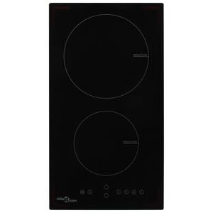 vidaXL Placa de indução com 2 discos controlo tátil vidro 3500 W