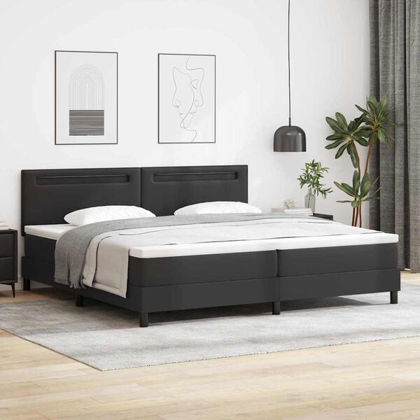 vidaXL Cama Box com colch&atilde;o Preto 200 x 200 cm Couro sint&eacute;tico