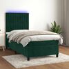 vidaXL Cama box spring c/ colch&atilde;o/LED 90x190 cm veludo verde-escuro
