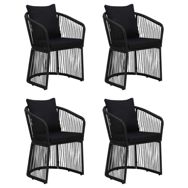 vidaXL 5 pcs conjunto de jantar p/ jardim c/ almofad&otilde;es preto