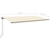 vidaXL Toldo retr&aacute;til manual com LED 6x3 m cor creme