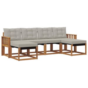 vidaXL Conjunto de Sof&aacute;s para Exterior 6 pcs Cinza Natural e Claro