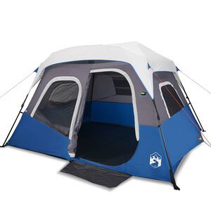 vidaXL Tenda familiar c/ LED 6 pessoas liberta&ccedil;&atilde;o r&aacute;pida azul-claro