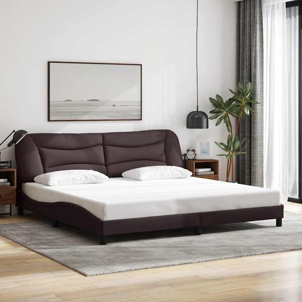 vidaXL Estrutura de cama sem colch&atilde;o Hvar 200x200 cm tecido castanho-escuro