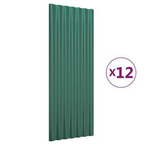 vidaXL Pain&eacute;is de telhado 12 pcs 100x36 cm a&ccedil;o galvanizado verde