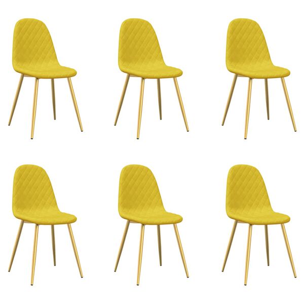 vidaXL Cadeiras de jantar 6 pcs veludo amarelo mostarda