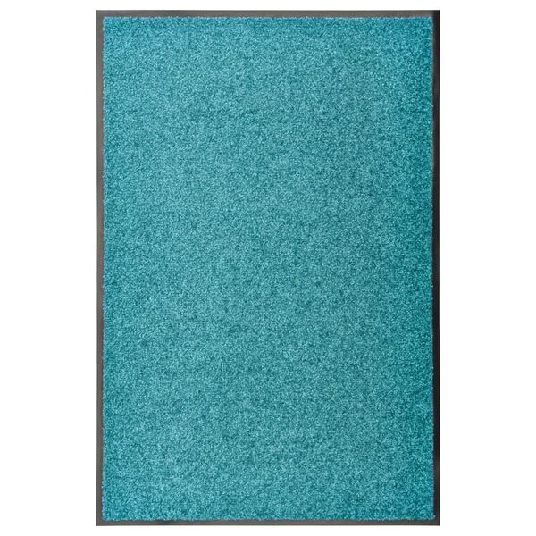 vidaXL Tapete de porta lavável 60x90 cm azul ciano
