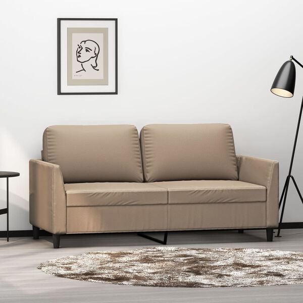 vidaXL Sof&aacute; de 2 lugares 140 cm couro artificial cor cappuccino