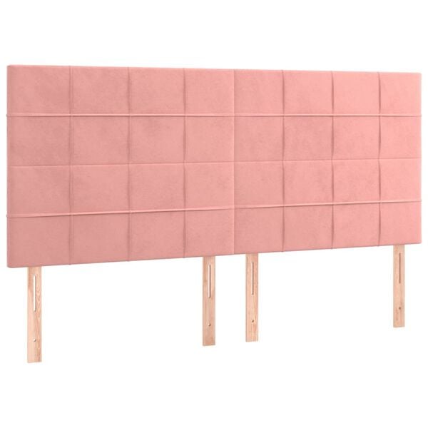 vidaXL Cabeceira Rosa 160x5x118/128 cm Veludo