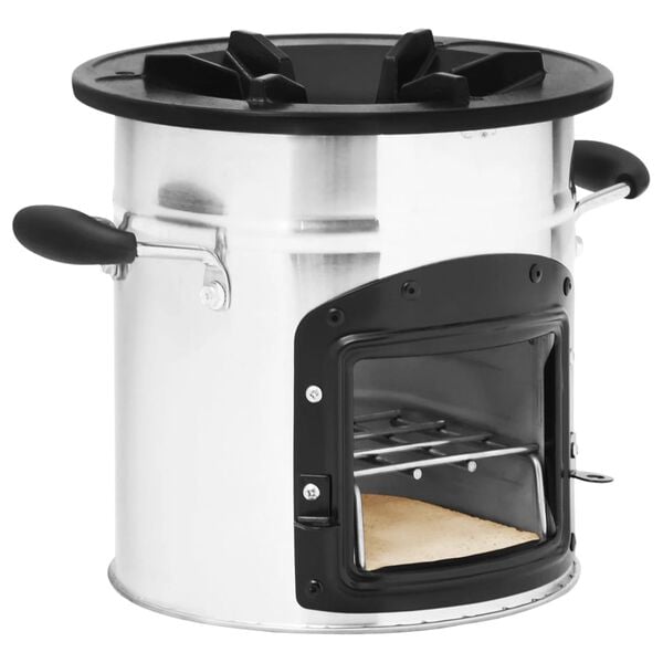 vidaXL Fog&atilde;o a lenha de campismo 45,5x33x25,5 a&ccedil;o inoxid&aacute;vel prateado