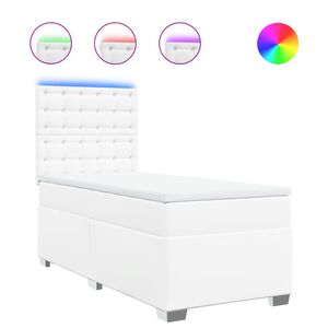 vidaXL Cama com molas/colch&atilde;o 80x200 cm couro artificial branco
