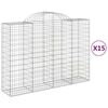 vidaXL Cestos gabi&atilde;o arqueados 15 pcs 200x50x140/160 ferro galvanizado