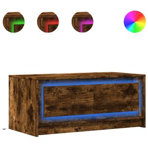 vidaXL Mesa de centro c/ luzes LED derivados madeira carvalho fumado