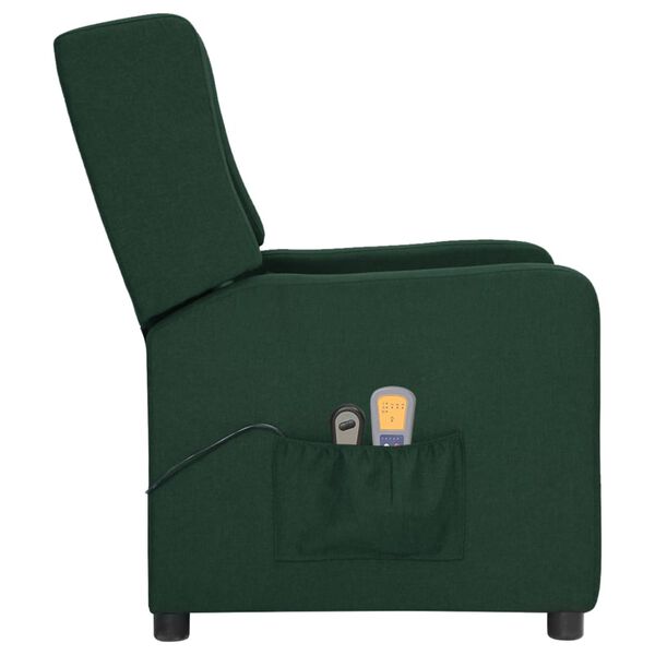vidaXL Poltrona de massagens elétrica tecido verde-escuro