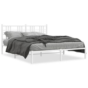 vidaXL Estrutura de cama com cabeceira 160x200 cm metal branco