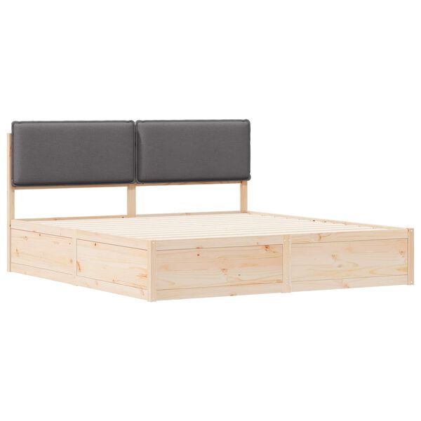 vidaXL Estrutura de Cama com Cabeceira Estofada Cinza Escuro