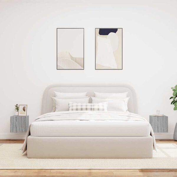 vidaXL M&oacute;veis de parede para TV com luzes LED 2 pcs cinzento sonoma