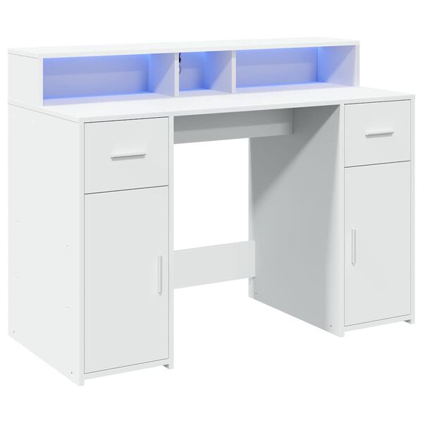 vidaXL Secret&aacute;ria c/ luzes LED 120x55x91cm derivados de madeira branco