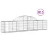 vidaXL Cestos gabião arqueados 10pcs 200x30x40/60 cm ferro galvanizado
