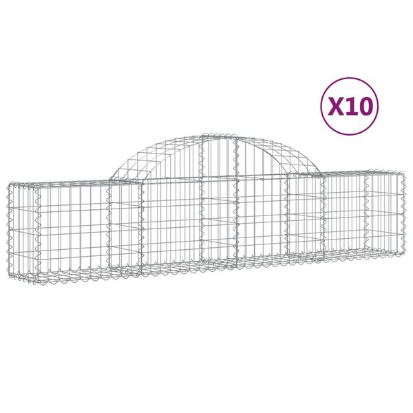 vidaXL Cestos gabião arqueados 10pcs 200x30x40/60 cm ferro galvanizado