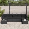 vidaXL Conjunto de Sof&aacute; de Jardim com almofada 7 pcs Preto vime PE